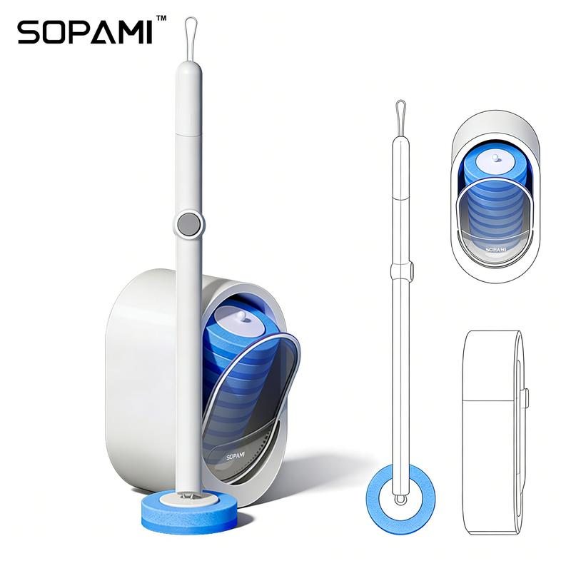 No-Touch Rotating Toilet Scrubber with Refill Pads