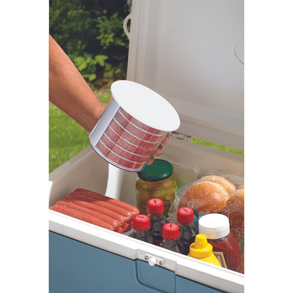 Burger patties stored in the cooler