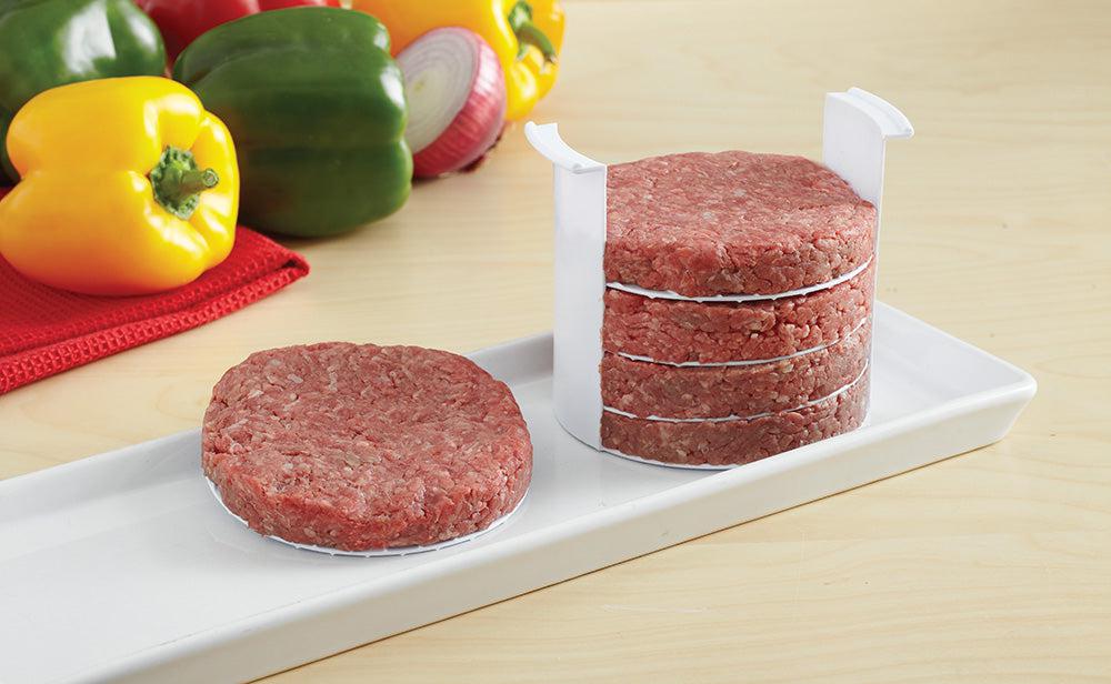 Stacked burger patties with discs