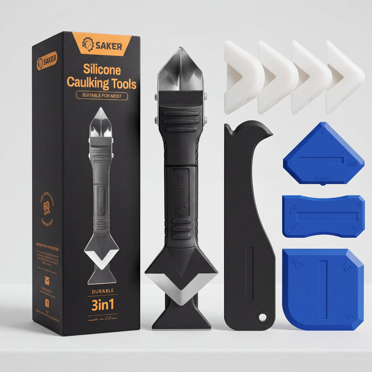 Caulking & Grout Tool Kit with Scraper and Nozzle Heads