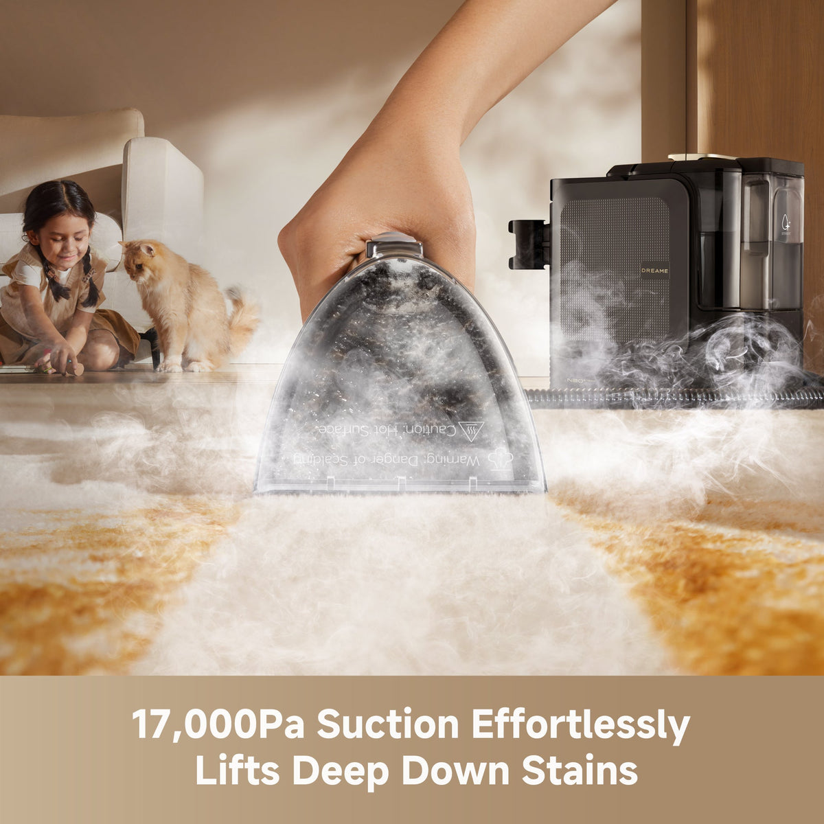 Portable Steam Carpet & Upholstery Cleaner – Hot Water Wash, 17 kPa Suction