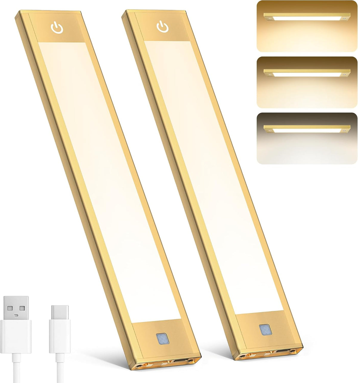 Rechargeable Motion Sensor Light – Magnetic Gold Stair & Under-Cabinet Light