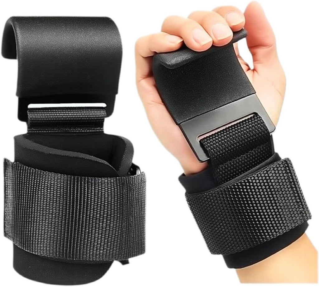 Hanging Grip Hooks with Padded Wrist Straps (Pair)