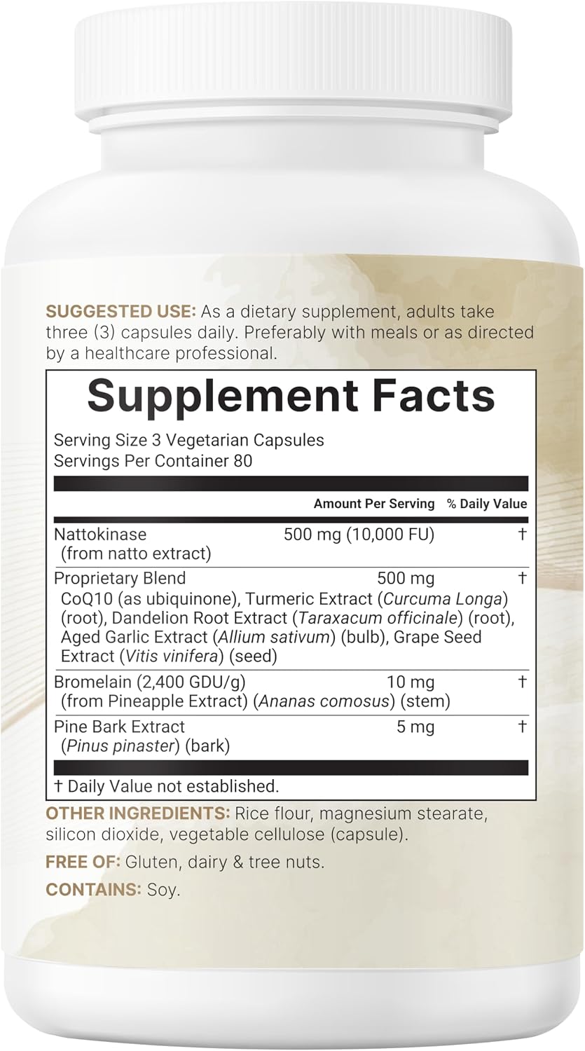 Nattokinase bottle back label