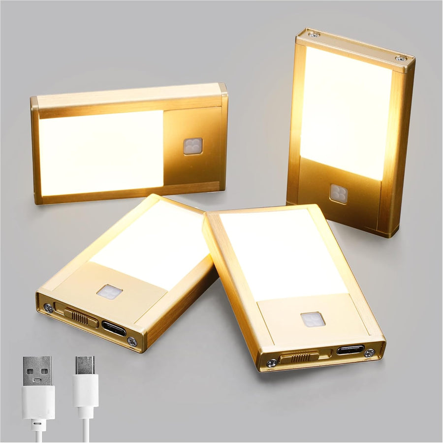 Rechargeable Motion Sensor Light – Magnetic Gold Stair & Under-Cabinet Light