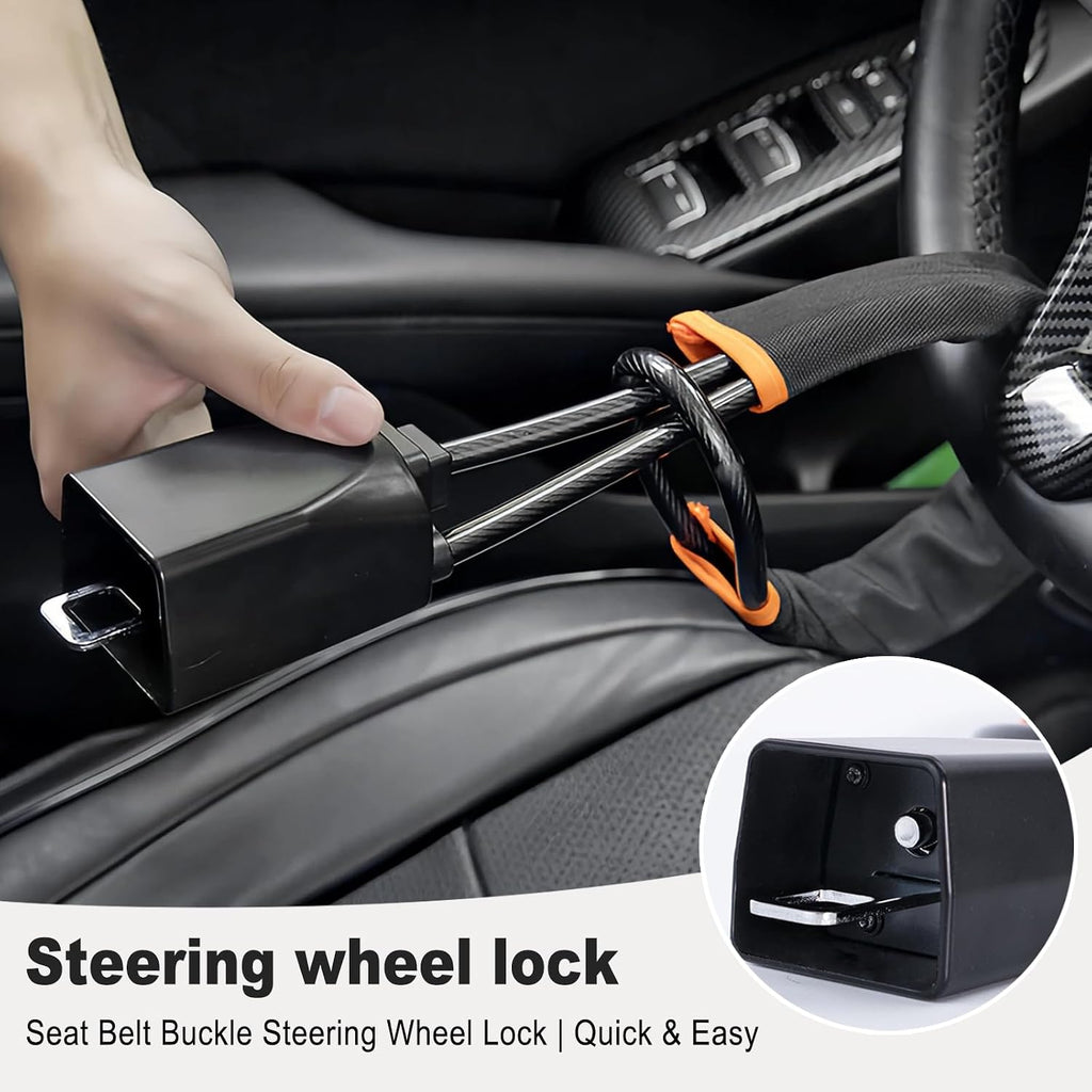 Steering wheel cable lock in the car