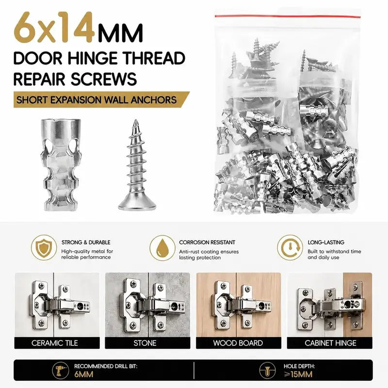 Hinge Repair Screws & Expansion Anchors (30 or 60 Pieces)