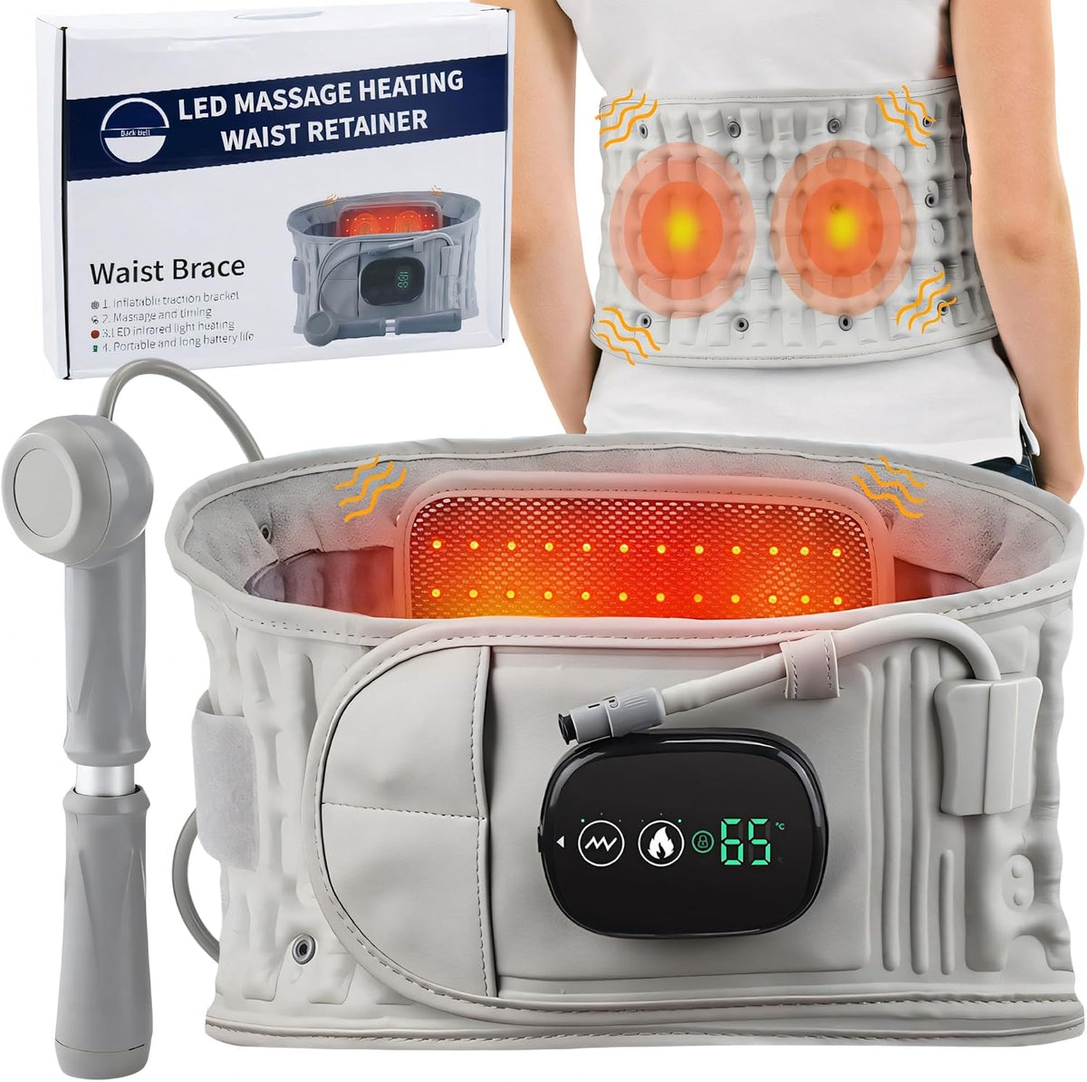 Inflatable Lumbar Decompression Belt with Hand Pump