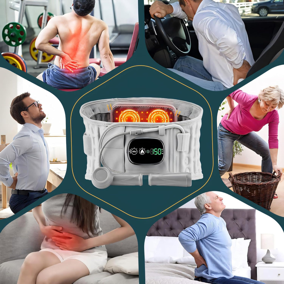 Inflatable Lumbar Decompression Belt with Hand Pump