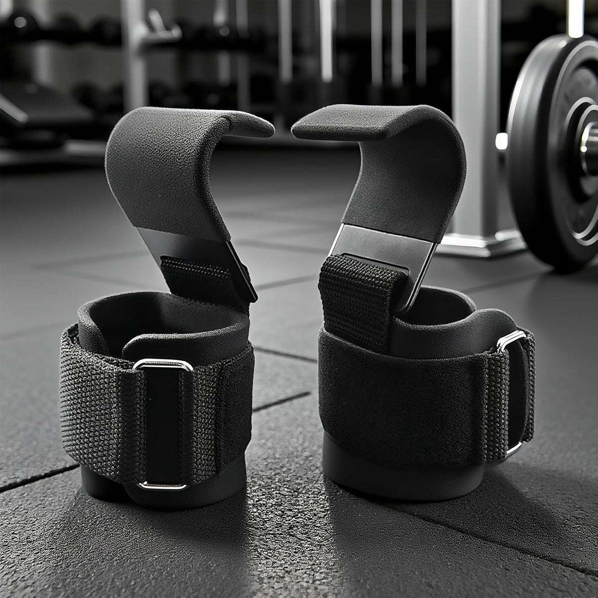 Hanging Grip Hooks with Padded Wrist Straps (Pair)