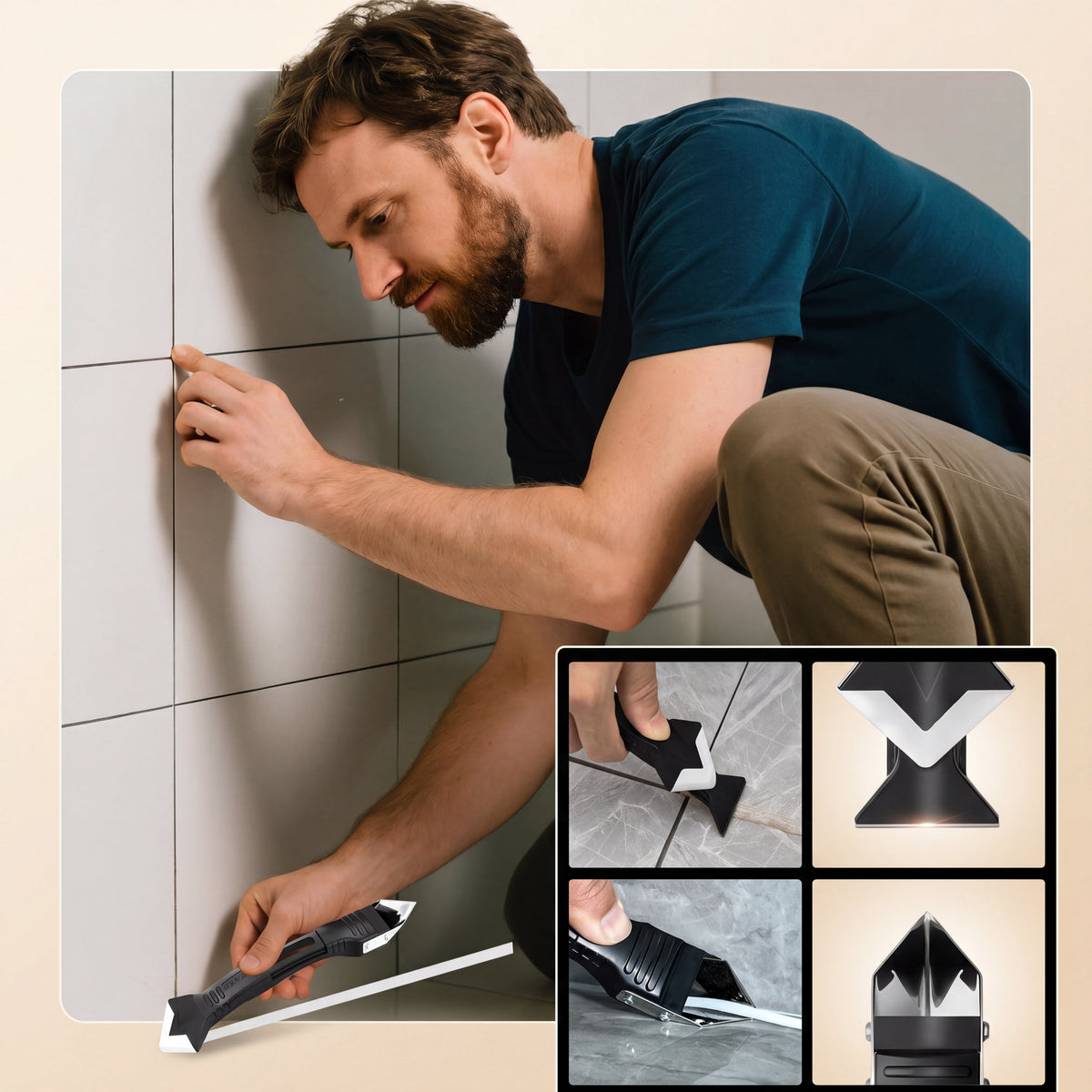 Caulking & Grout Tool Kit with Scraper and Nozzle Heads