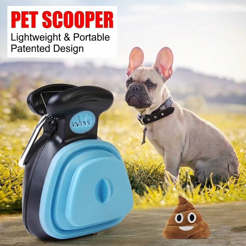 Portable Dog Poop Scooper with Built-in Bag Dispenser