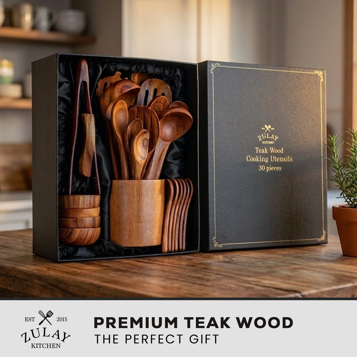 Teak Wood Cooking Utensil Set