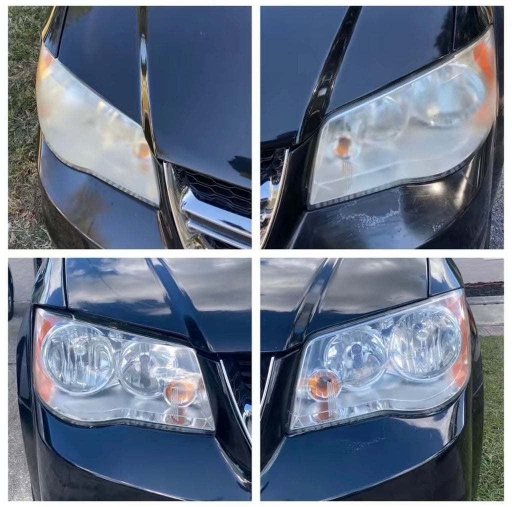 Clear coat on headlights before and after