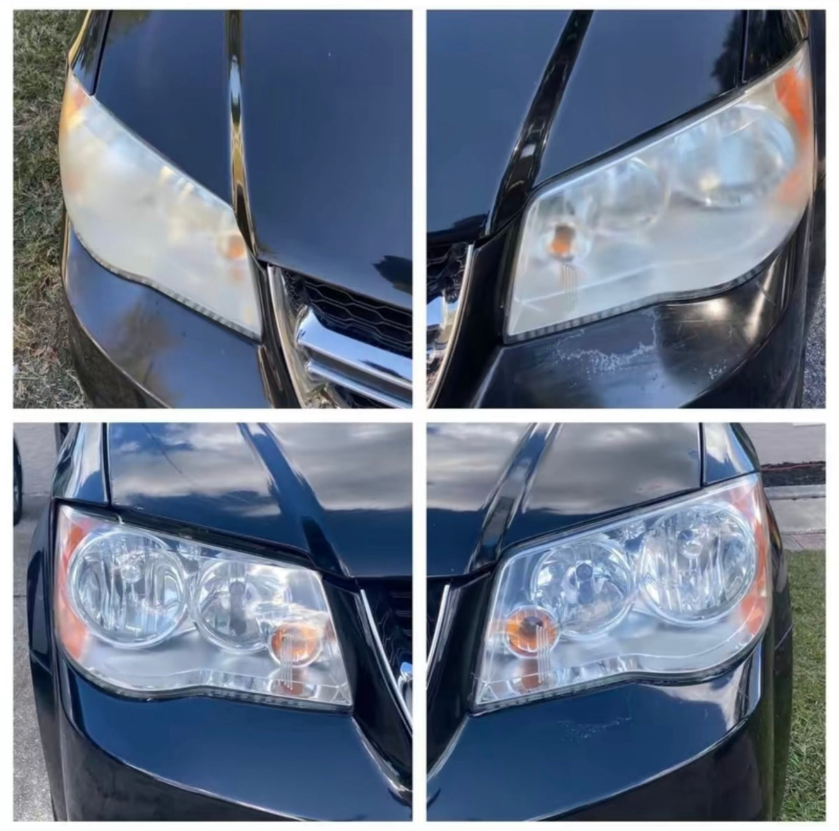 Clear coat on headlights before and after