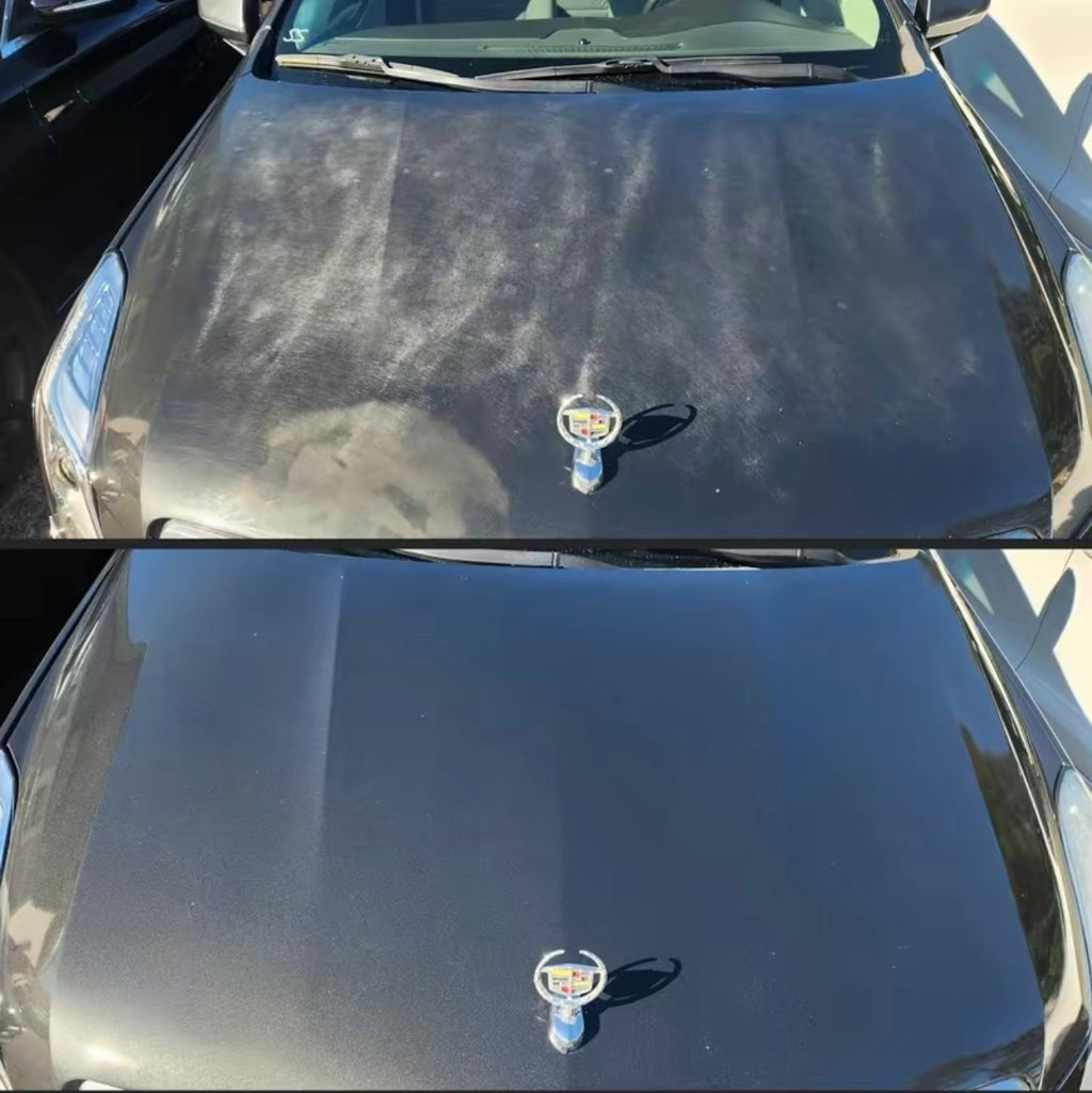 Clear coat on hood before and after