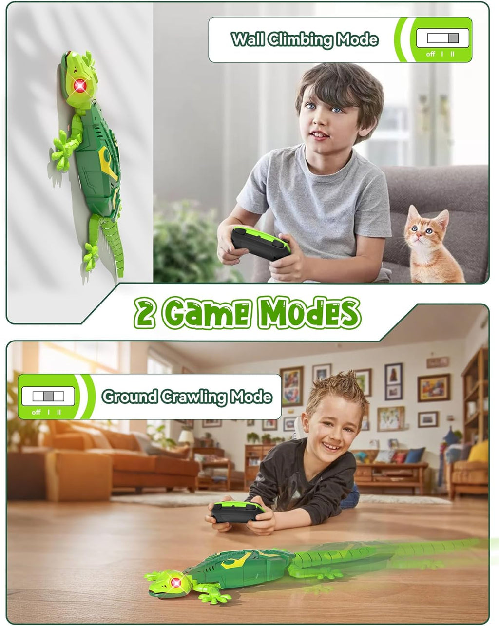 Wall-Climbing Gecko Toy for Cats – wall and ground modes