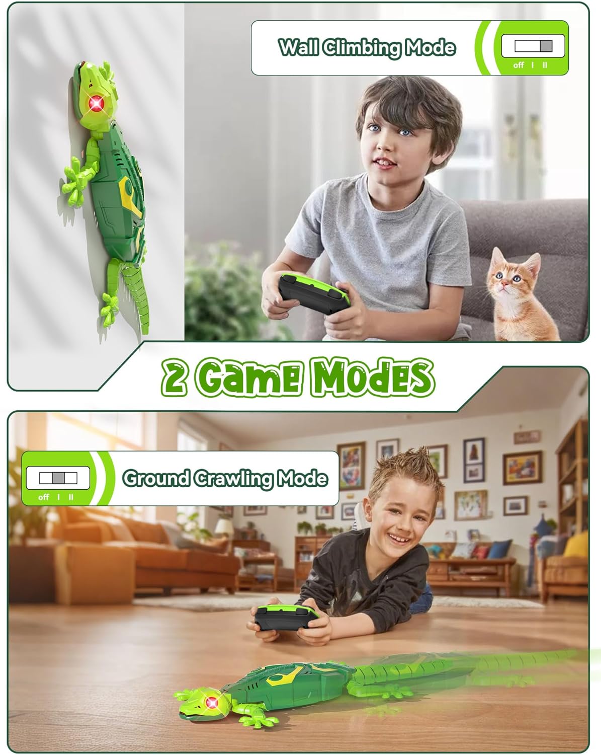 Wall-Climbing Gecko Toy for Cats – wall and ground modes