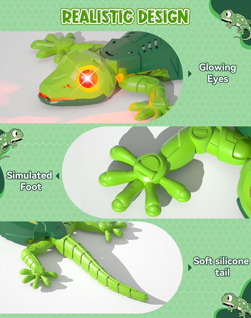 Wall-Climbing Gecko Toy for Cats – glowing eyes and suction feet