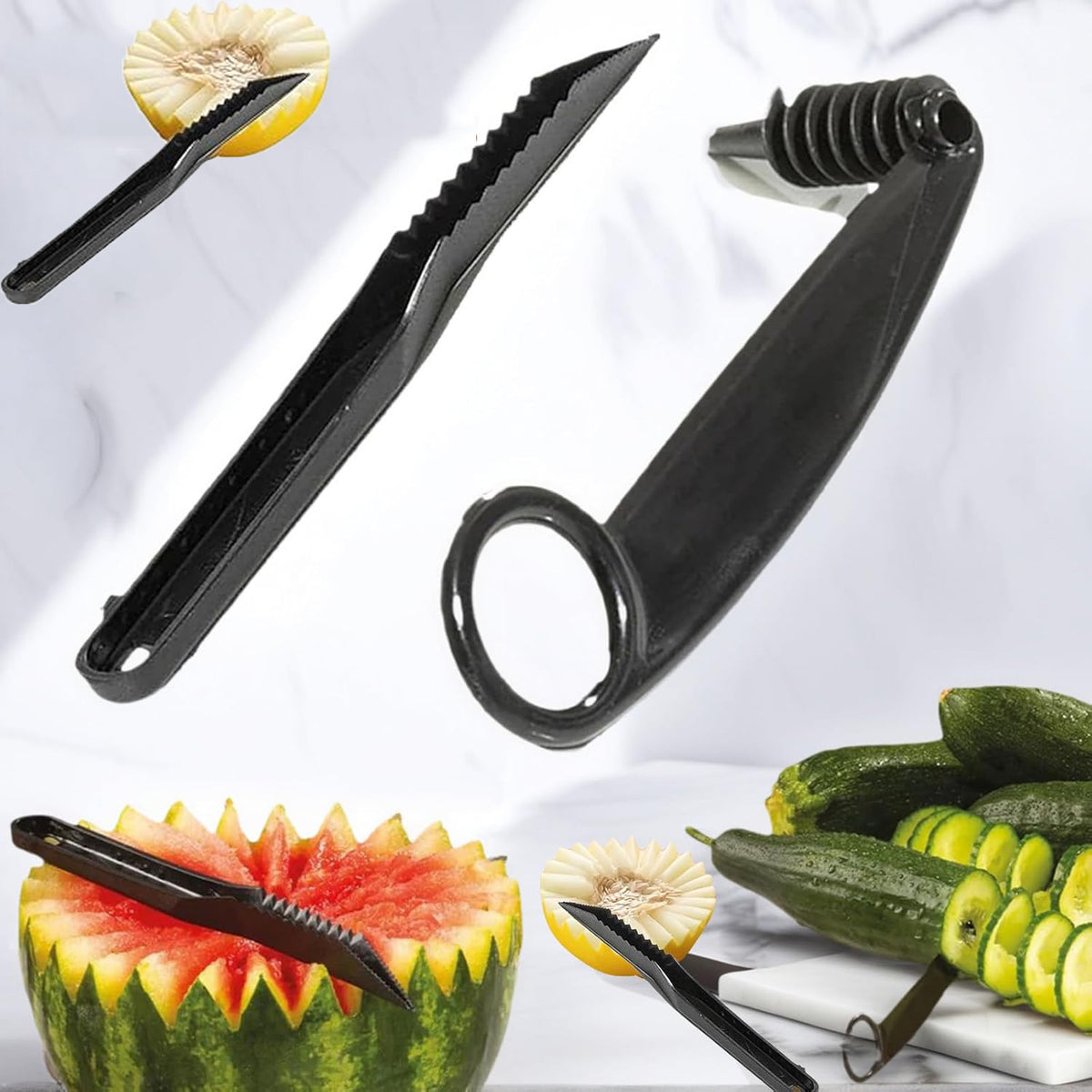 Spiral Vegetable Cutter & V-Shaped Carving Knife Set