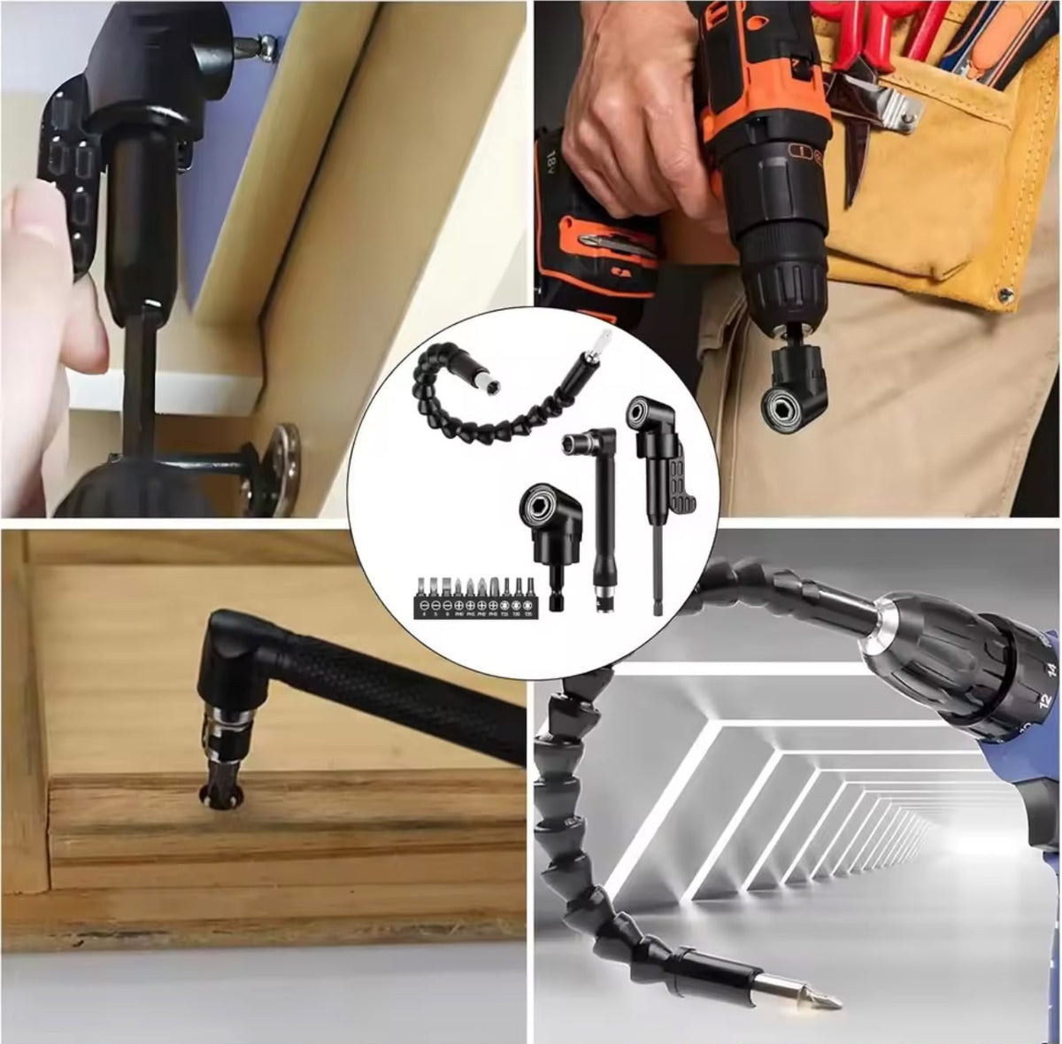 14-Piece Flexible Shaft & Right Angle Drill Adapter Set