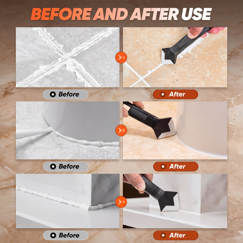 Caulking & Grout Tool Kit with Scraper and Nozzle Heads