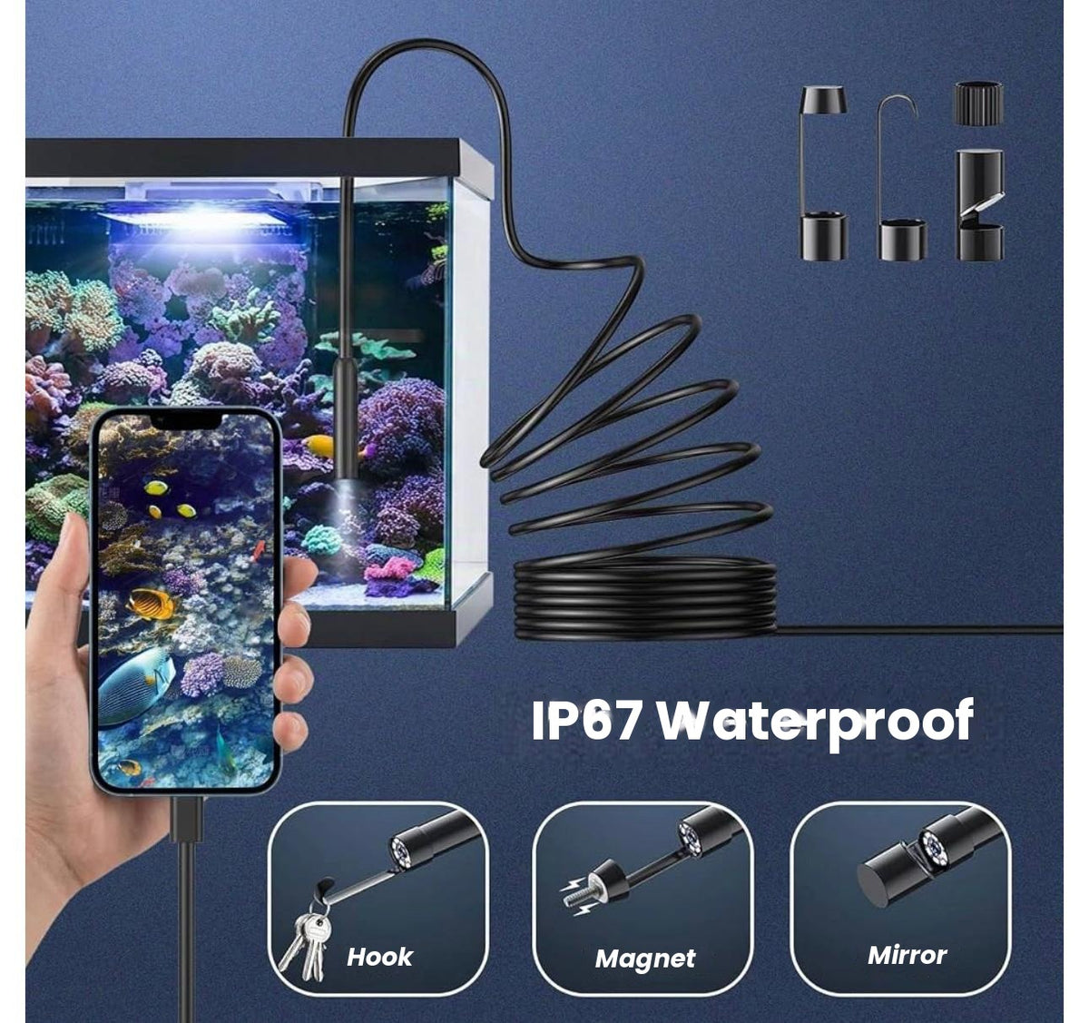 1920P HD Endoscope Camera with Light – 5 m Semi-Rigid Cable