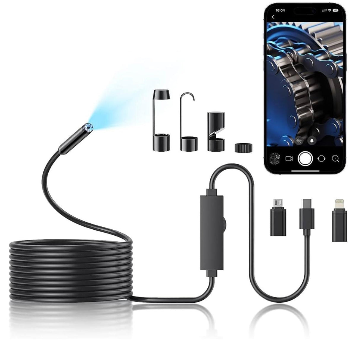 1920P HD Endoscope Camera with Light – 5 m Semi-Rigid Cable