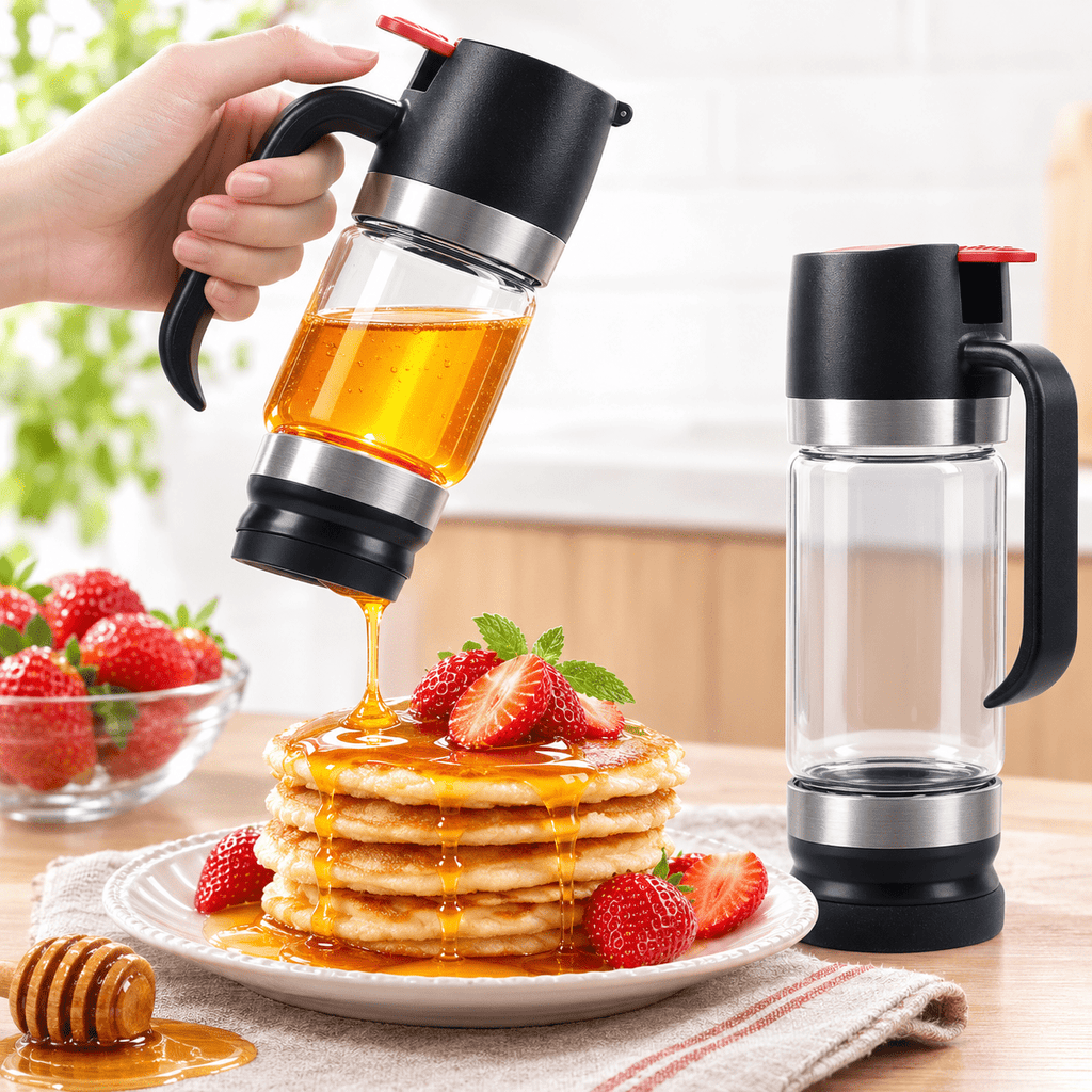 No-Drip Glass Honey & Syrup Dispenser