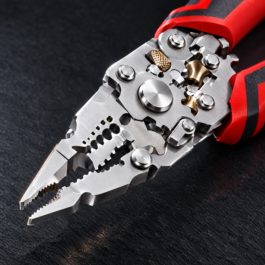 Multi-function steel plier head close-up