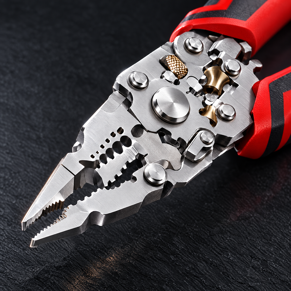 Multi-function steel plier head close-up