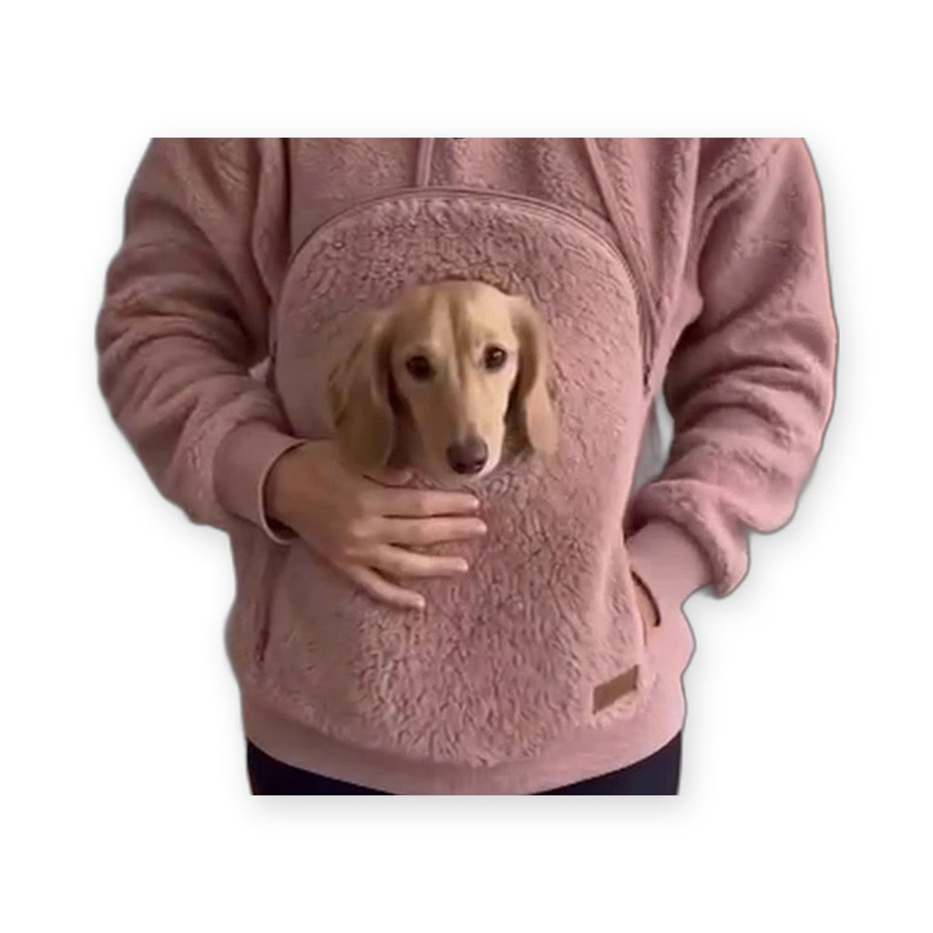 Dog Carrier Hoodie pink sherpa pouch