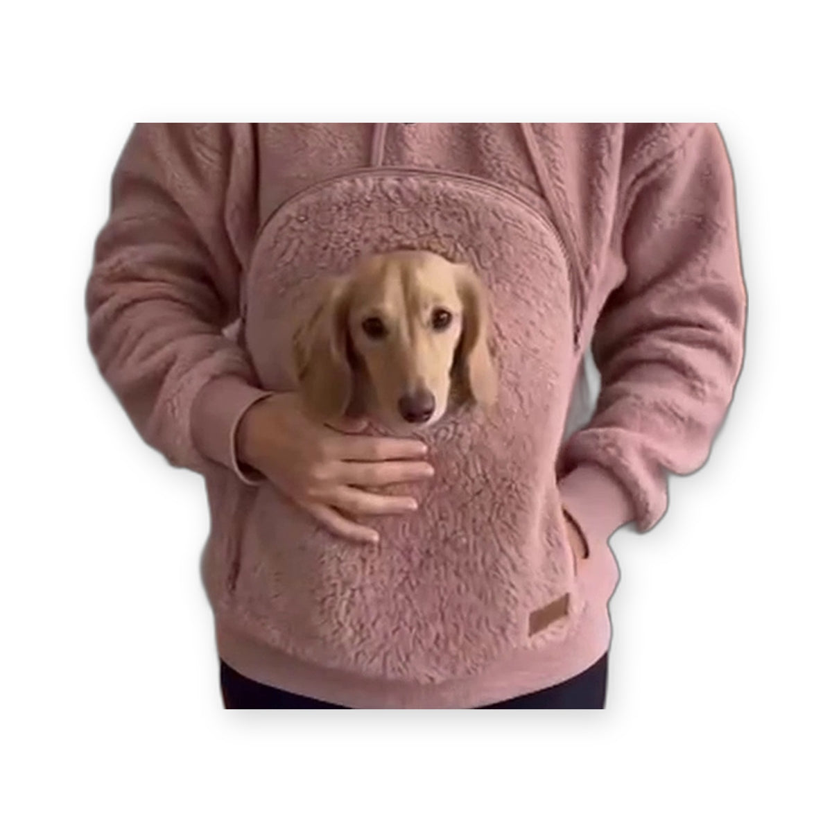 Dog Carrier Hoodie pink sherpa pouch