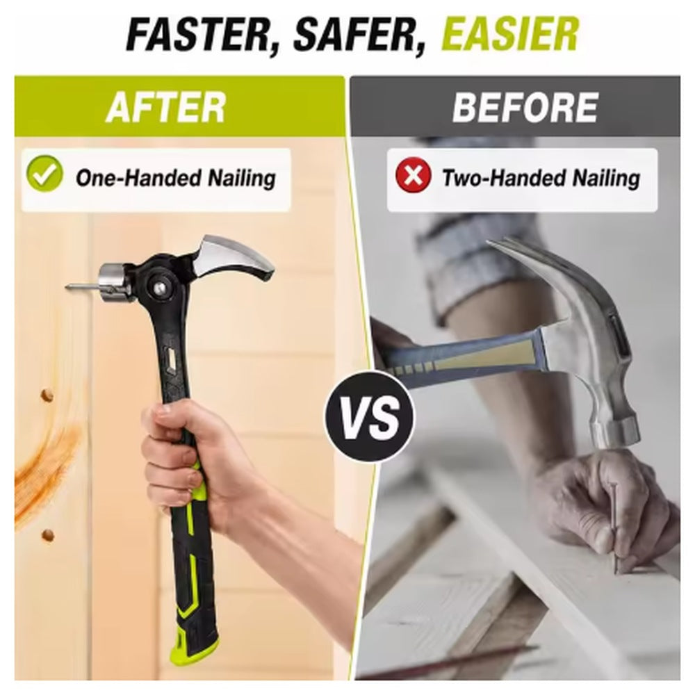 Multi-Angle Claw Hammer with Magnetic Nail Starter