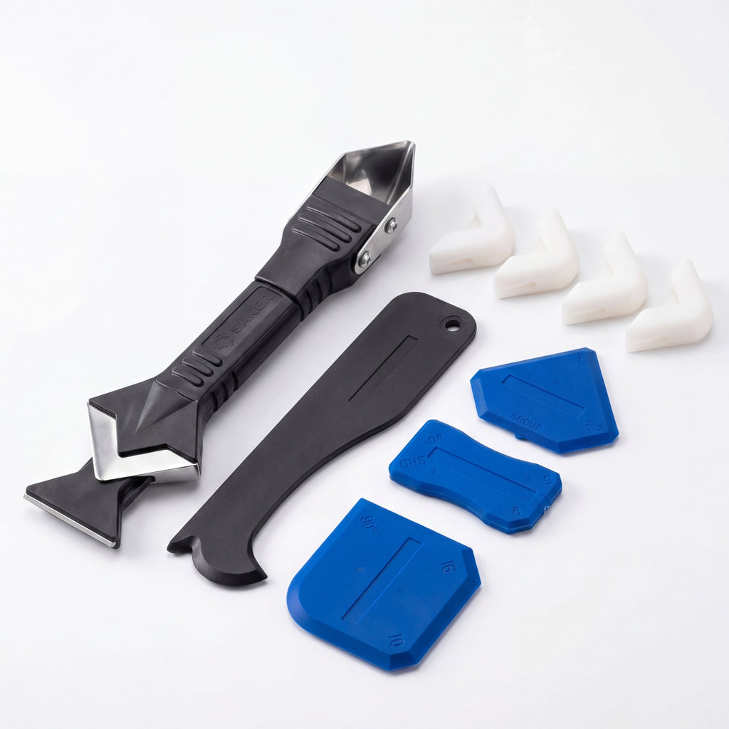 Caulking & Grout Tool Kit with Scraper and Nozzle Heads