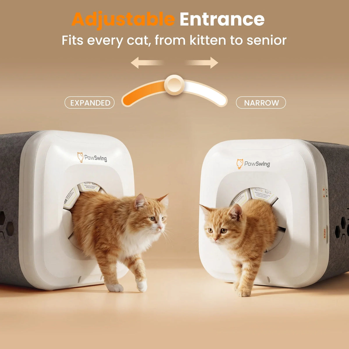 Self-Grooming Cat House adjustable entrance