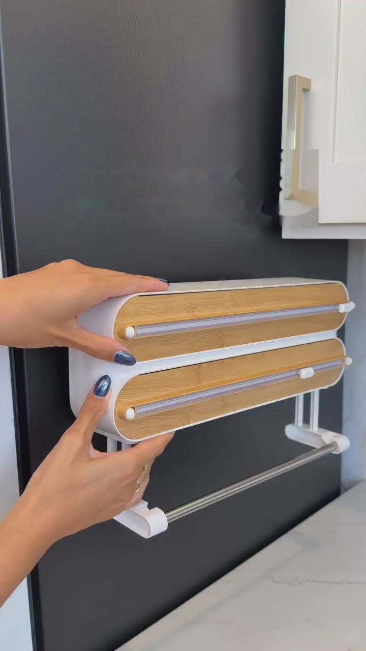Wall-Mounted Foil, Cling Wrap & Paper Towel Dispenser