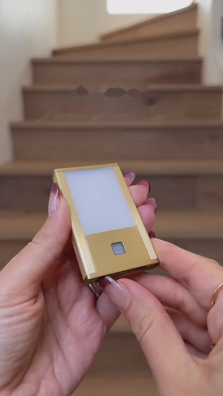 Rechargeable Motion Sensor Light – Magnetic Gold Stair & Under-Cabinet Light