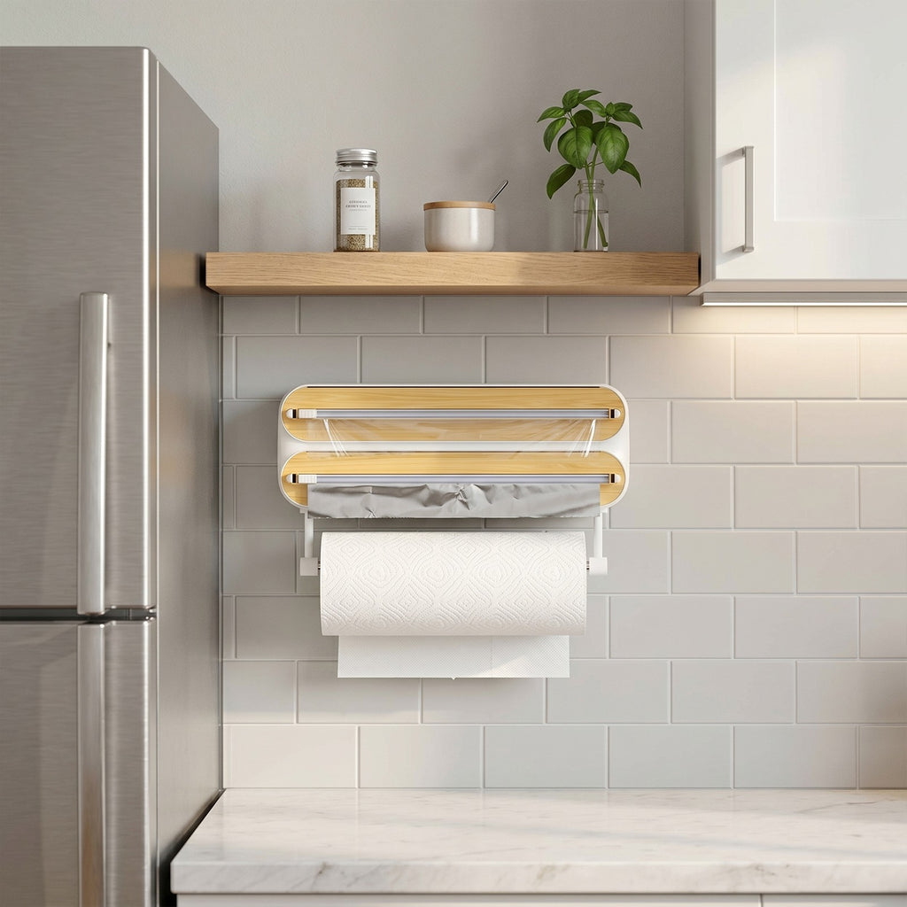 Wall-Mounted Foil, Cling Wrap & Paper Towel Dispenser