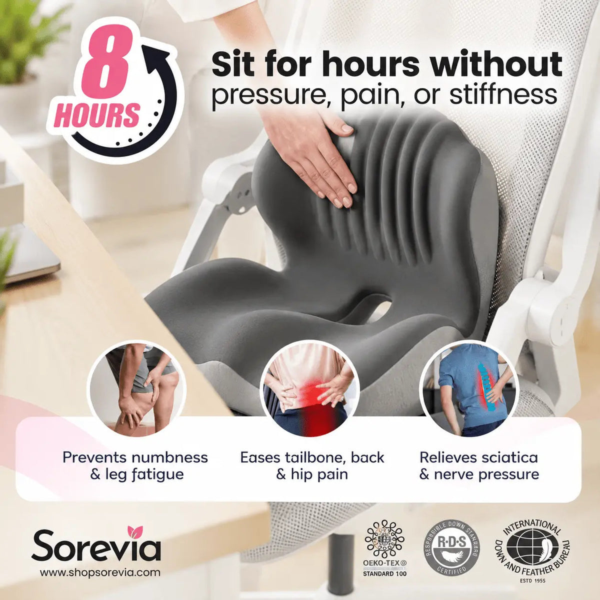 Orthopedic Memory Foam Seat Cushion for Car & Office