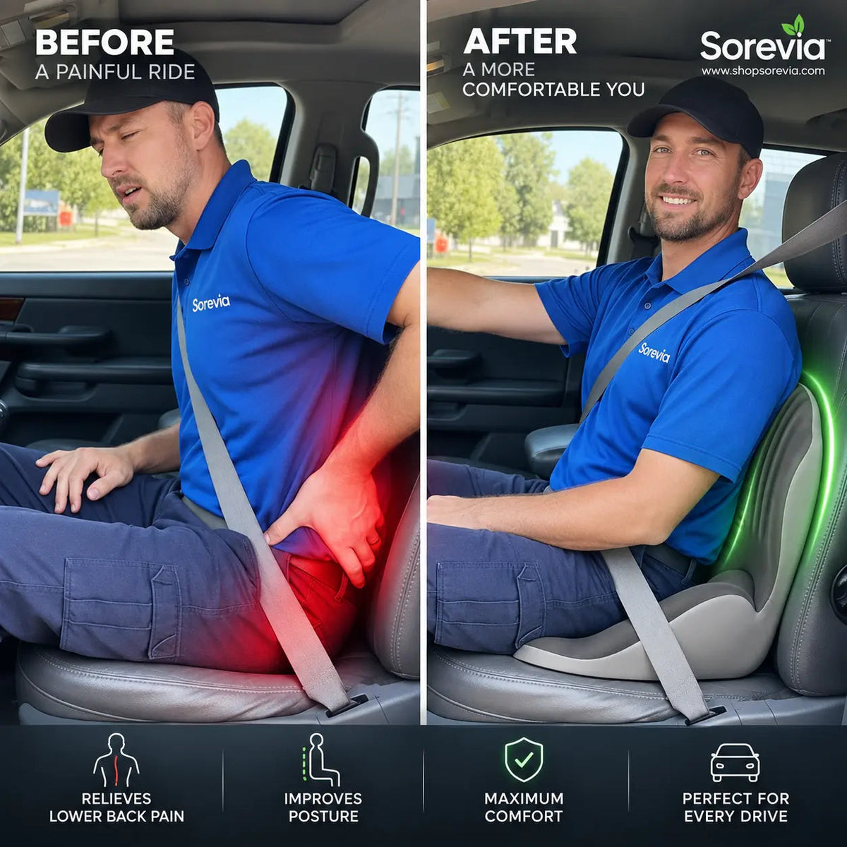 Orthopedic Memory Foam Seat Cushion for Car & Office