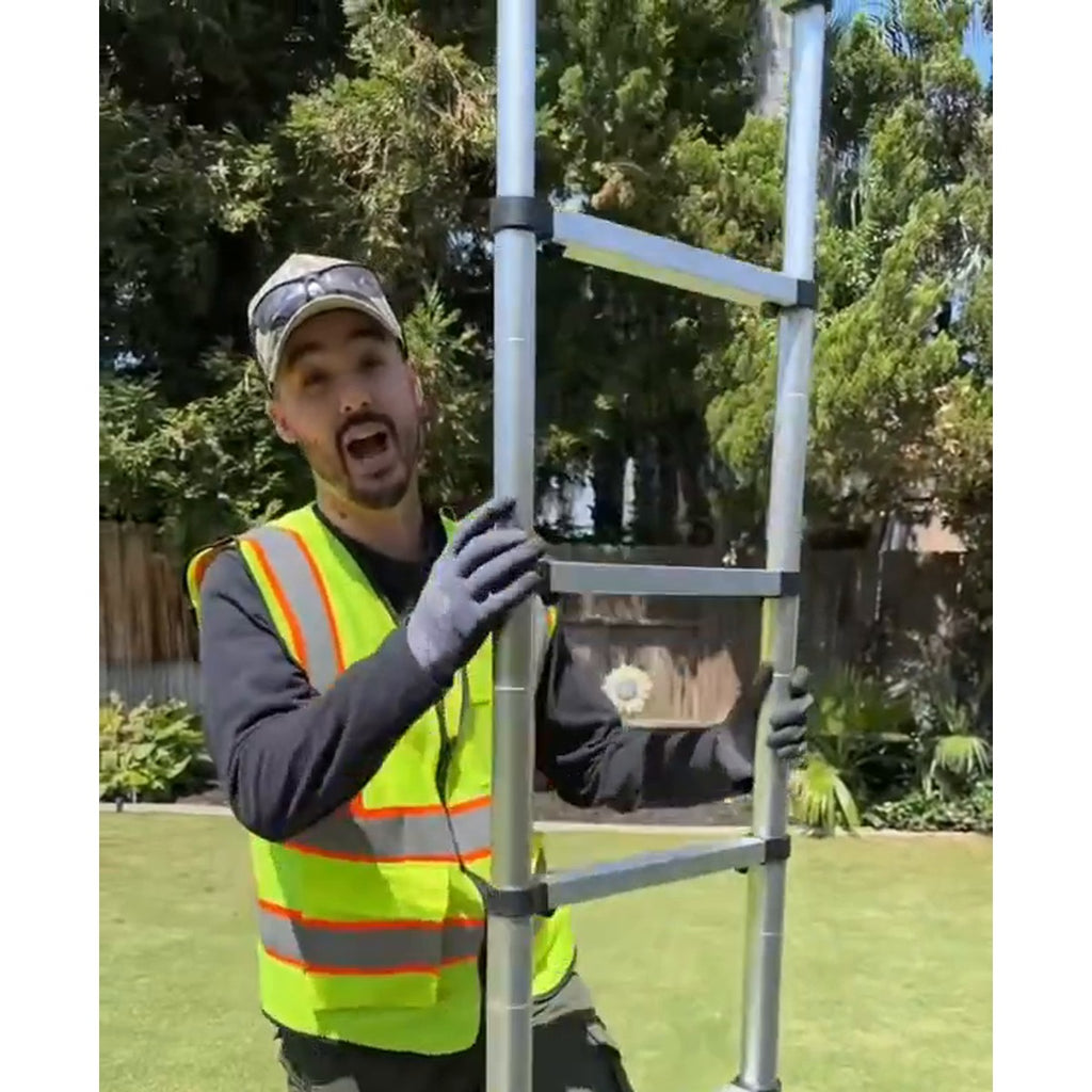 Telescoping Aluminum Ladder – 330 lb Capacity, One-Button Retract