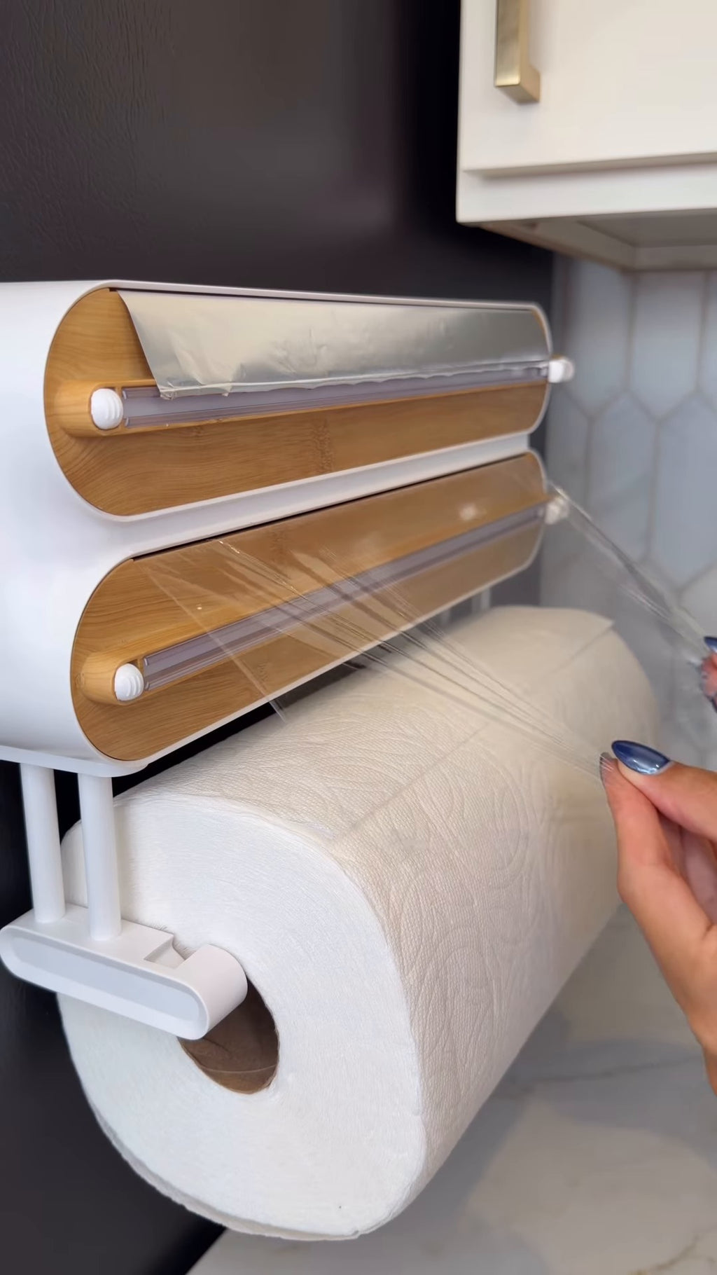 Wall-Mounted Foil, Cling Wrap & Paper Towel Dispenser