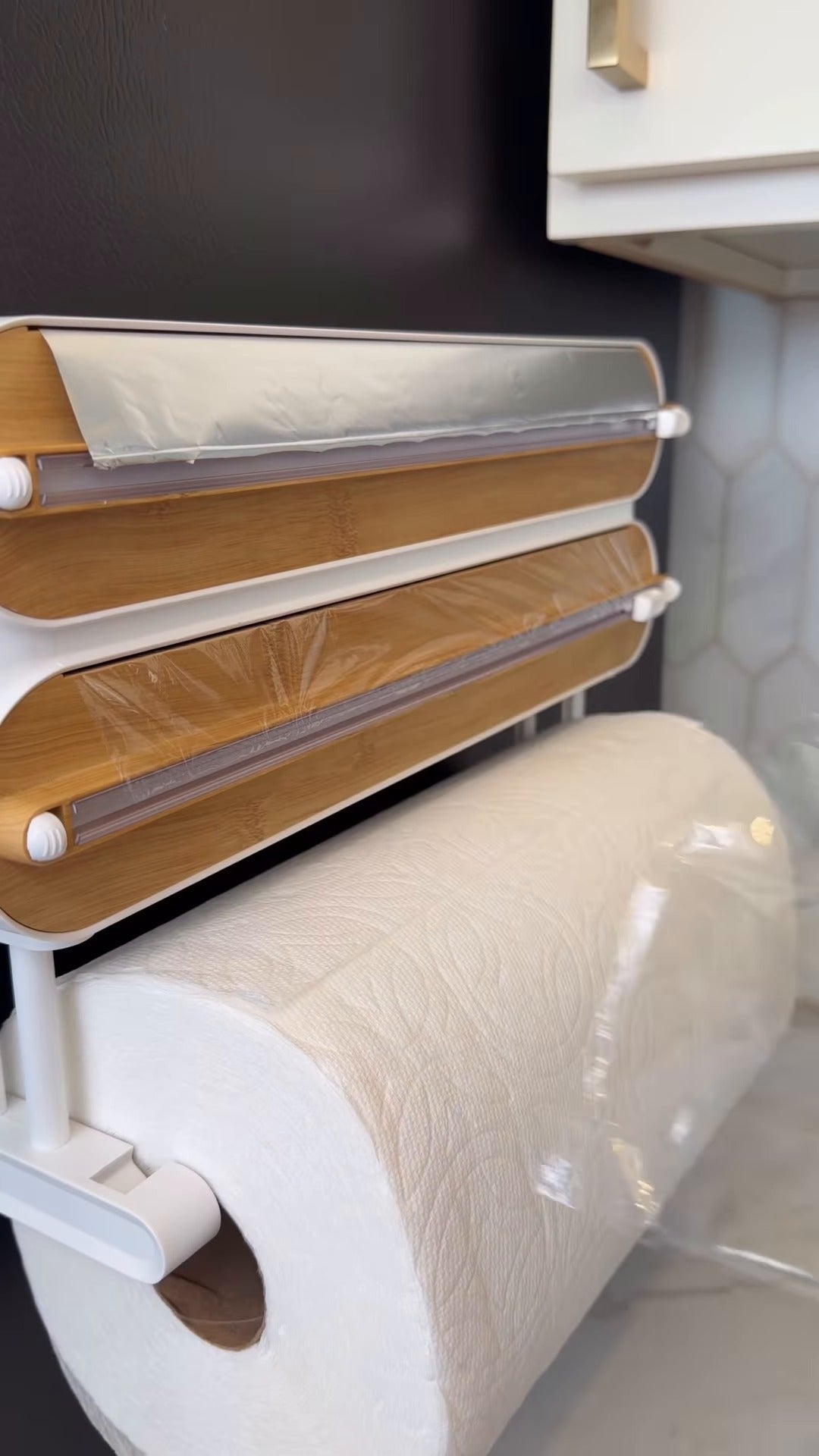 Wall-Mounted Foil, Cling Wrap & Paper Towel Dispenser